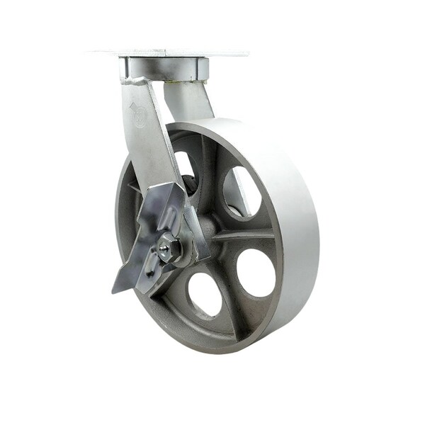 Service Caster 10'' Heavy Duty Semi Steel Cast Iron Caster with Brake and Swivel Lock CRAN-SCC-KP92S1030-SSR-SLB-BSL - main